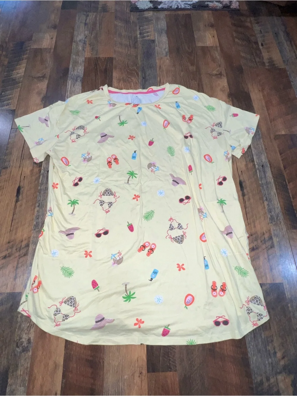 Secret Treasures Yellow Tropical Icon Short-Sleeve Nightshirt